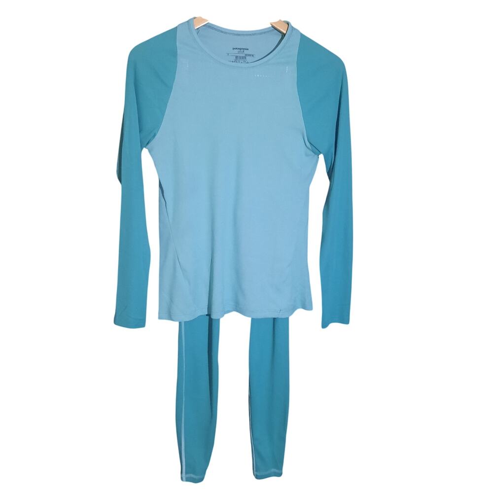Patagonia Capilene Womens Two Toned Blue/Teal Activewear Set Base Layer Size M